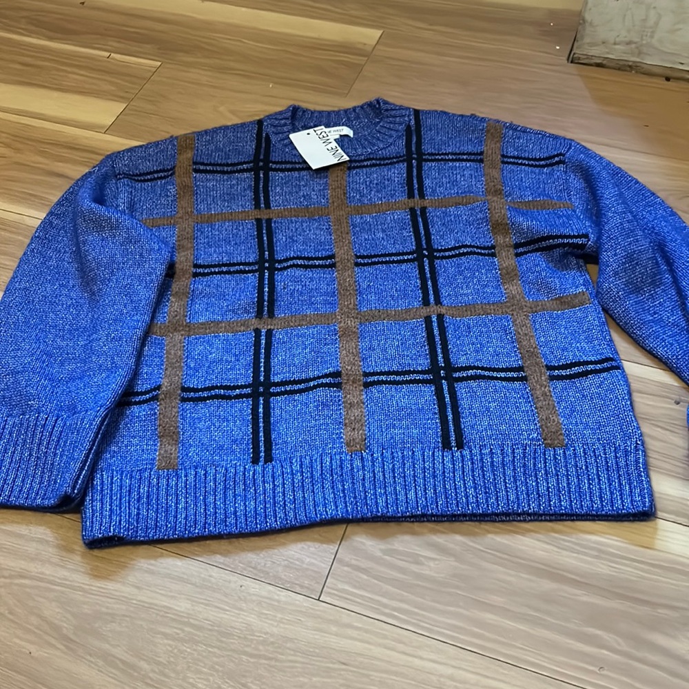 New with tags Nine West size large sweater blue and brown